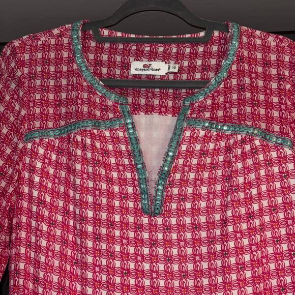 Vineyard Vines Women's Pink Cowrie Shell Tunic Dress  10 Resort Beachy Vacation - Picture 3 of 8